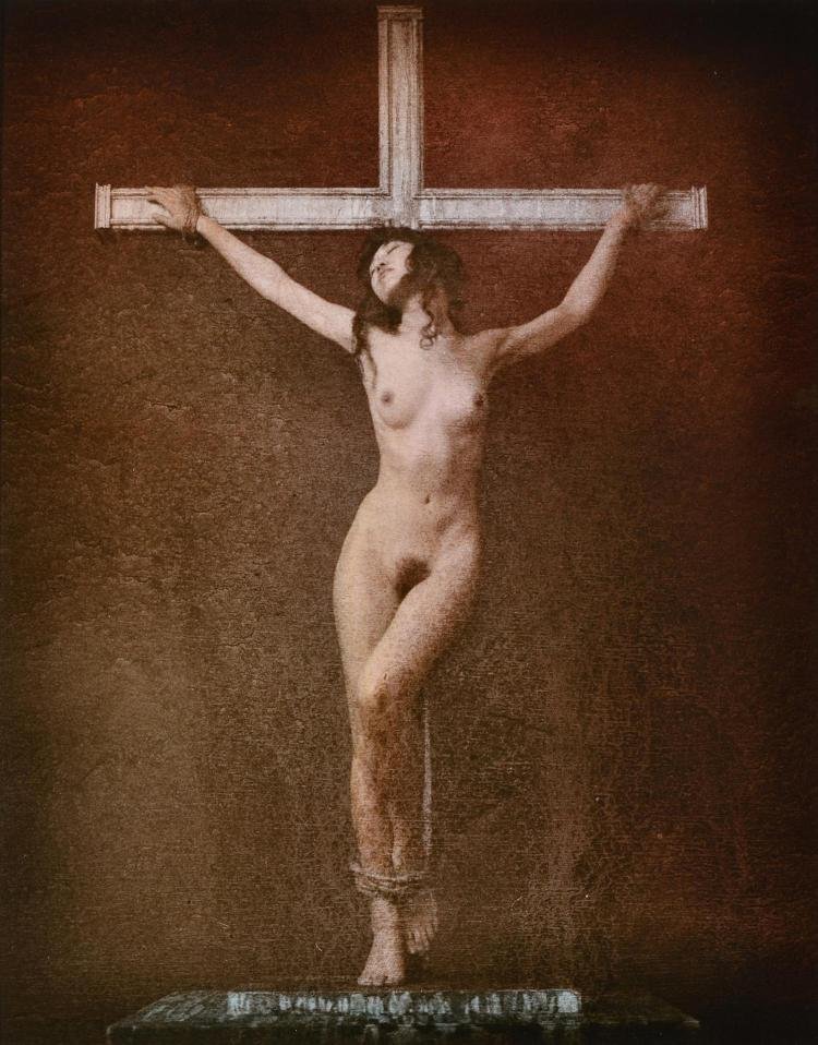 Naga woman crucified on the cross