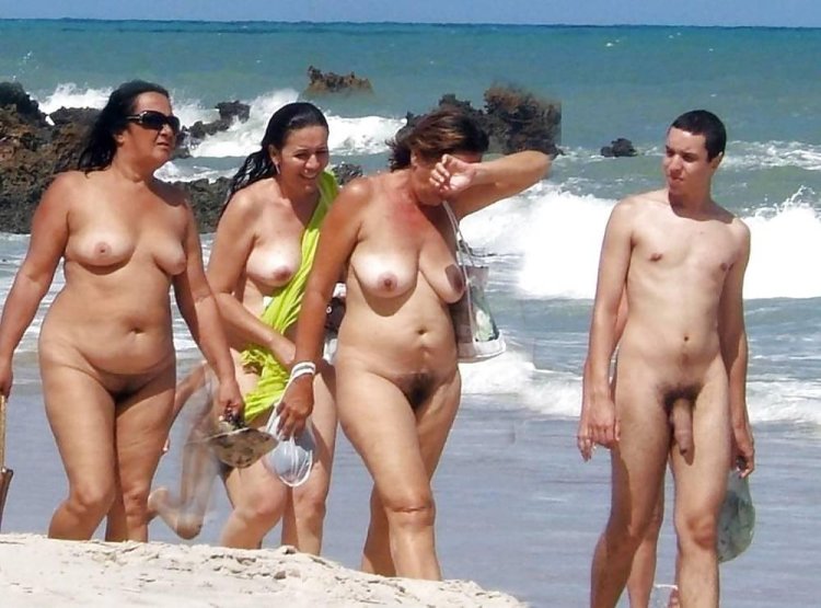 Adult women on a nudist beach