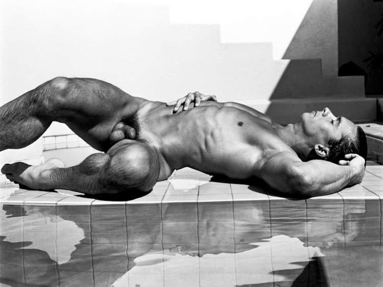 Naked woman and two men