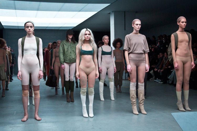 Naked fashion model on the catwalk