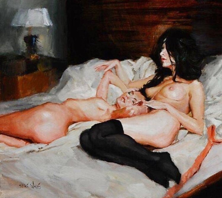 Pornographic painting with oil