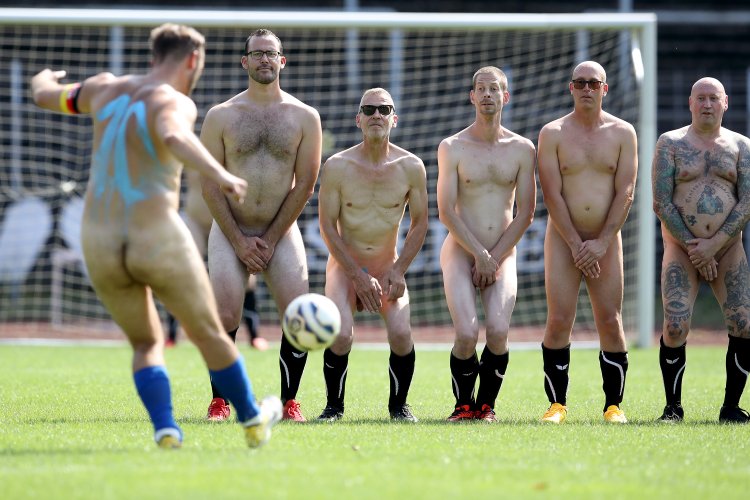 Naked football fans