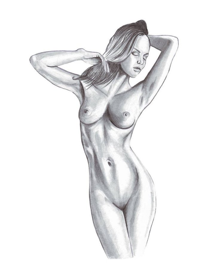 Figures with a pencil of naked women