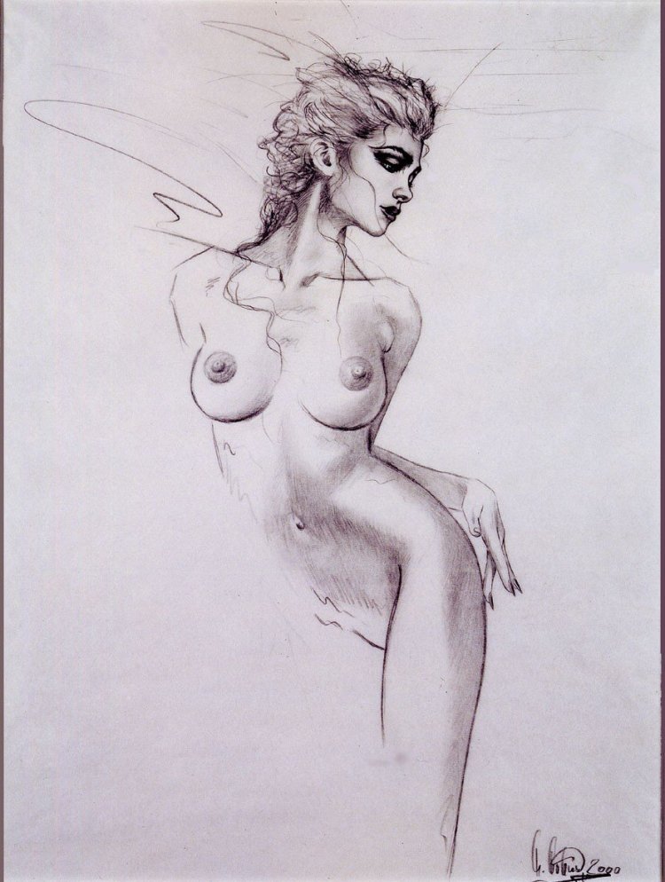 The drawings with a pencil are naked