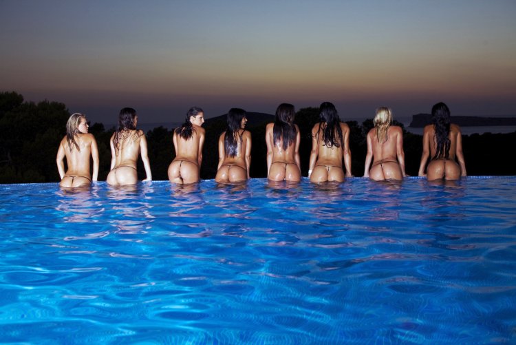 Several girls undress