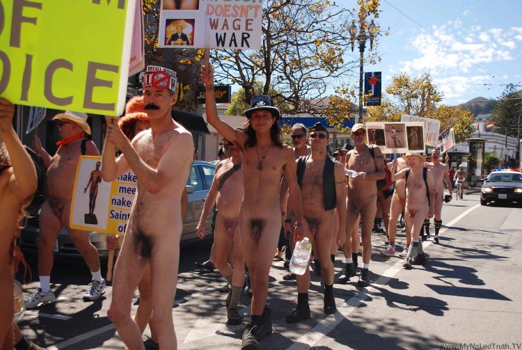Demonstration of naked women