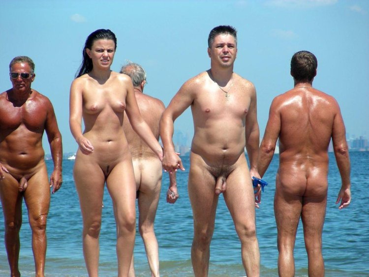 Erection on a nudist beach