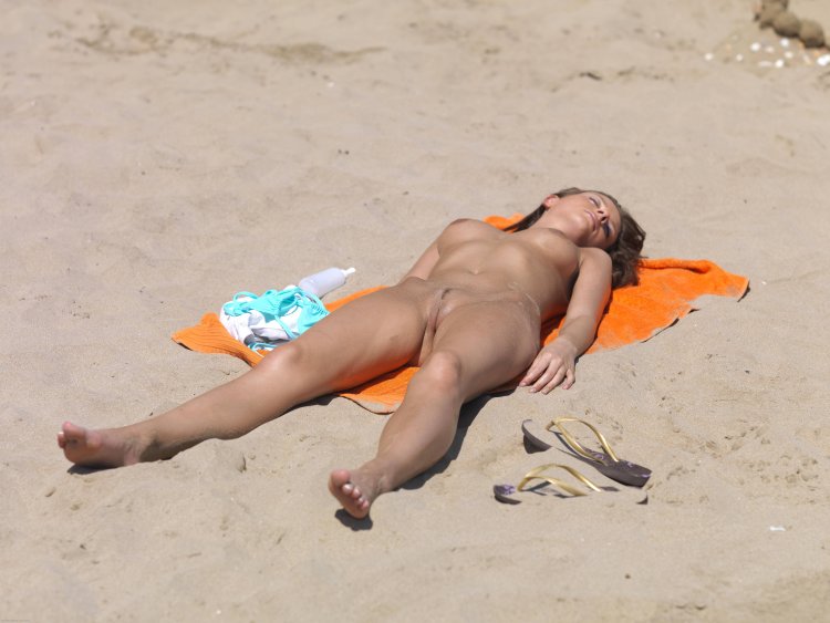 Sports nudists on the beach