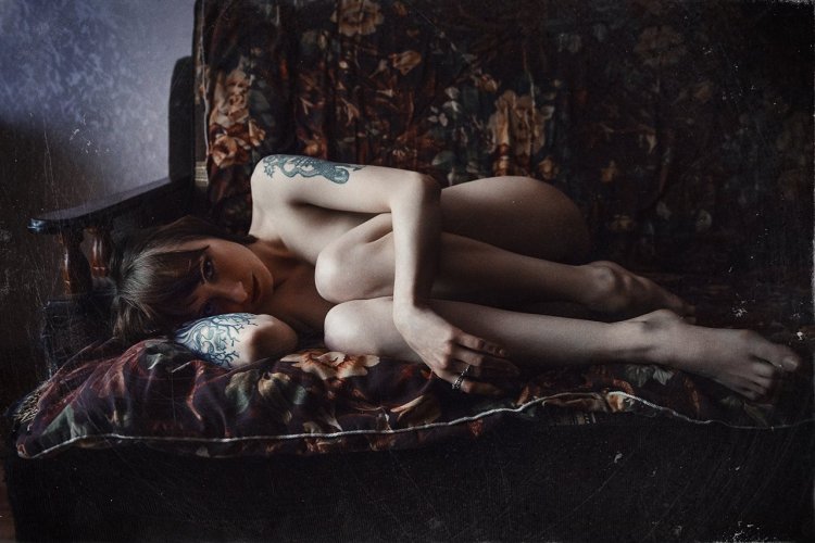 The first photo shoot of a nude wife