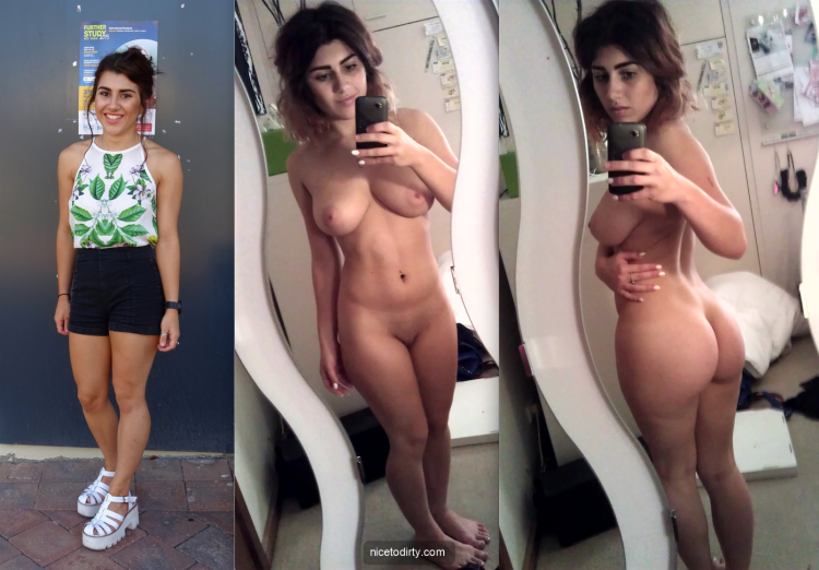 Selfies of girls in clothes and without clothes