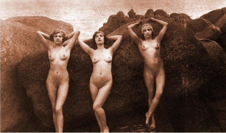 Several naked women retro