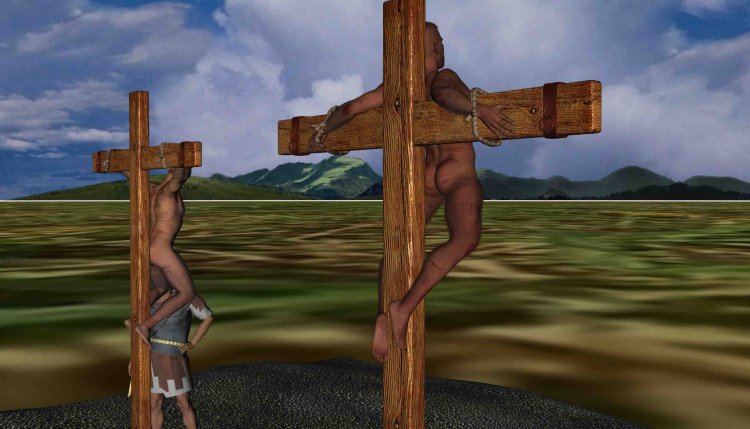 Naga woman crucified on the cross