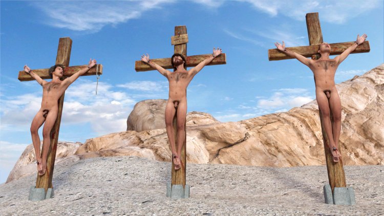 Crucifixion XXX Flies crawl along the naked