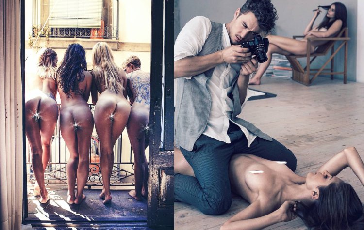 Naked tattooed in nature