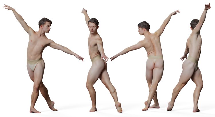 Positioning of naked men