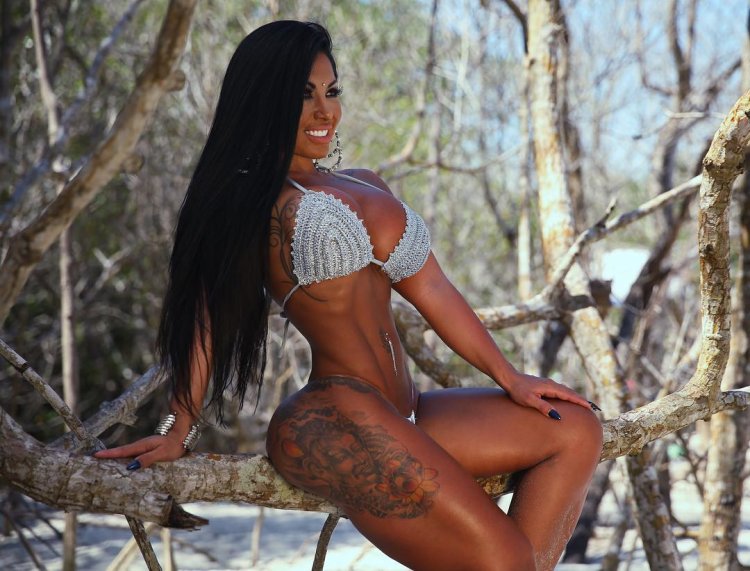 Nadinne Bruna, naked, in, corset