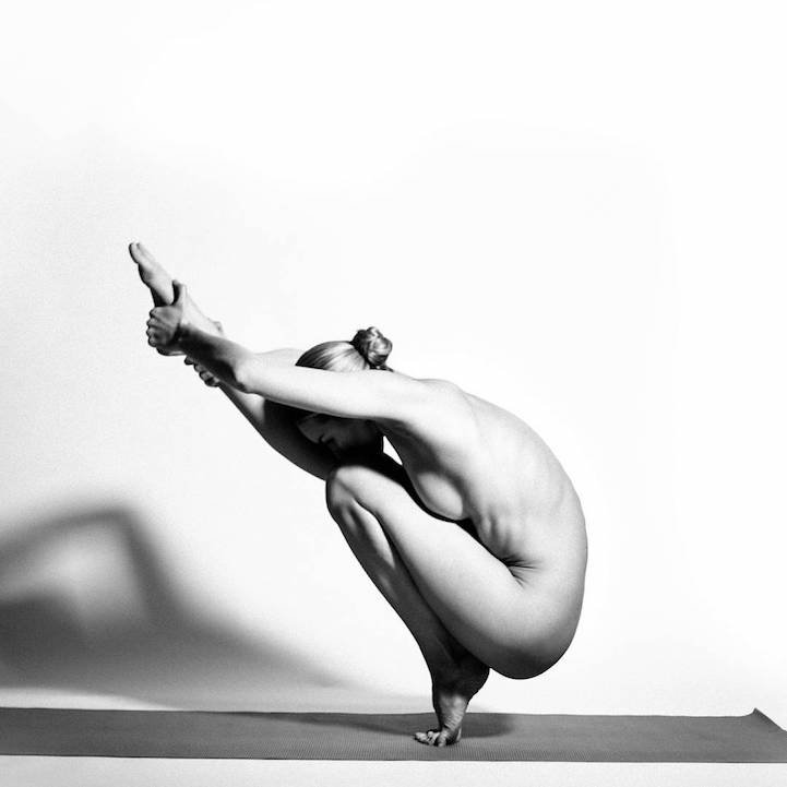 Naked women in yoga poses