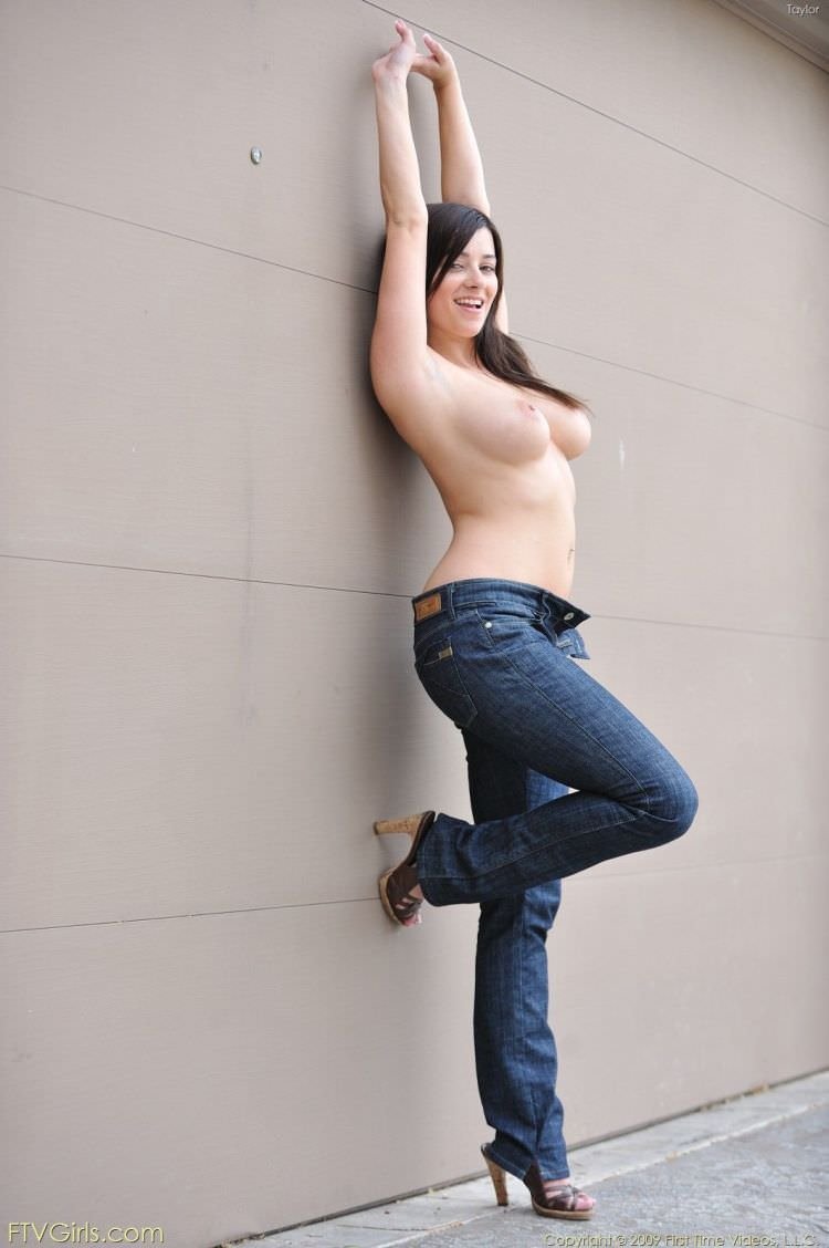 Girl in jeans topless