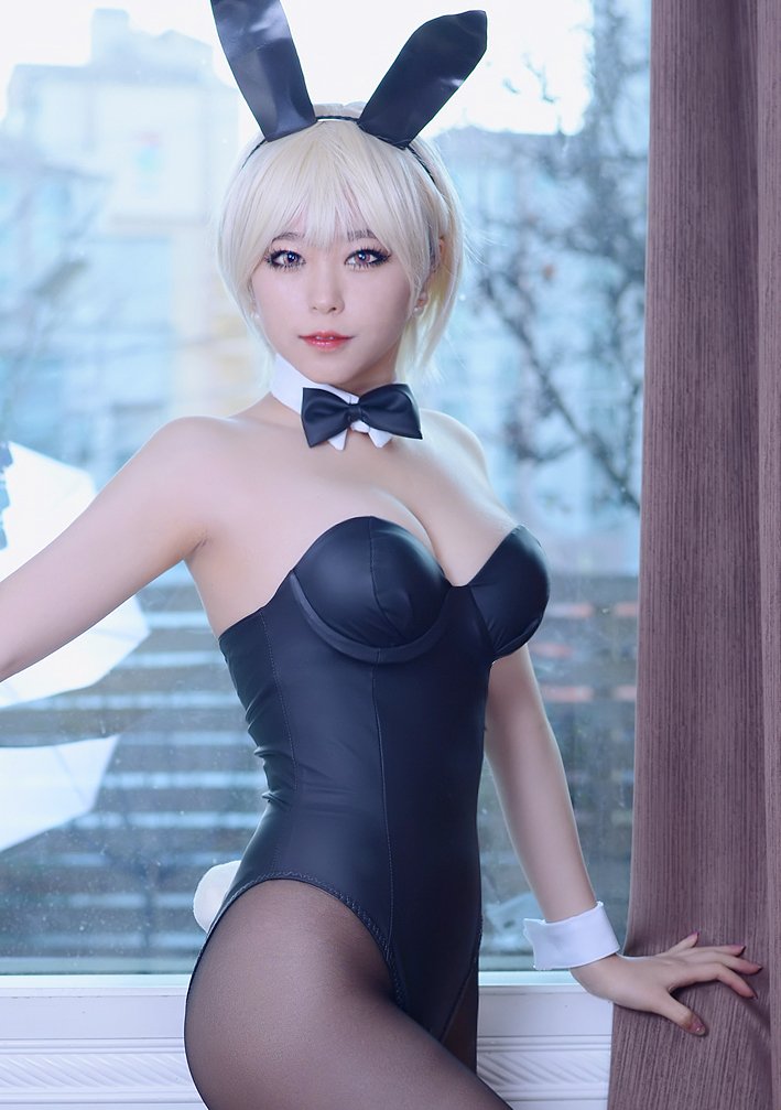 Girl in an anime hare costume