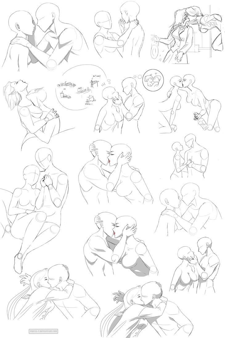 Sketches of hugging people