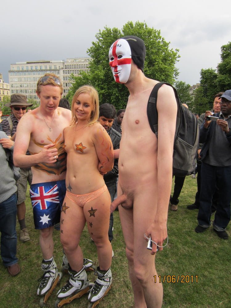 Naked women at the festival erection