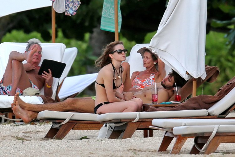 Emma Watson with boyfriend on the beach