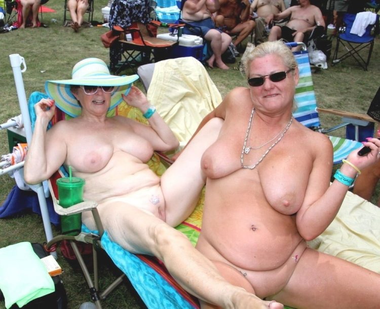 Elderly nudists at the festival