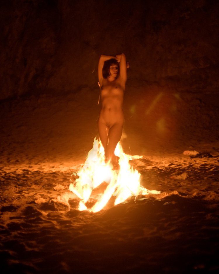 Burning witches at the fire nude
