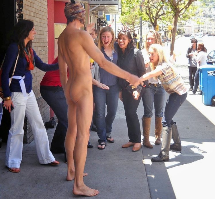 Men naked in public