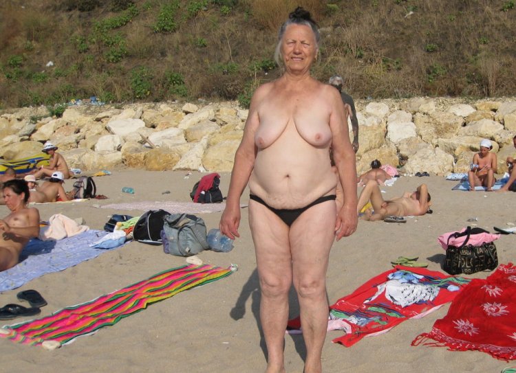 Very Mature Granny beach naked