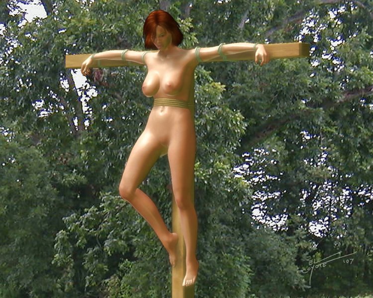 Naked women crucified 3D