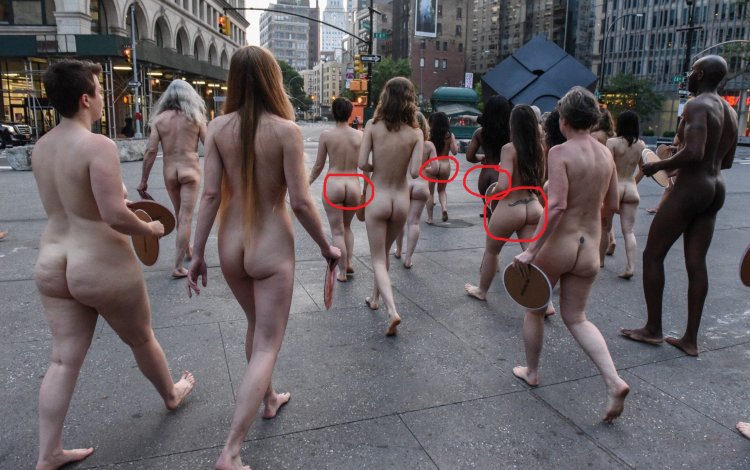 Naked women on a bike racket