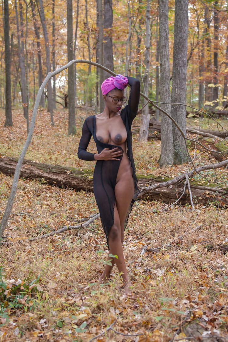 Naked family in the forest