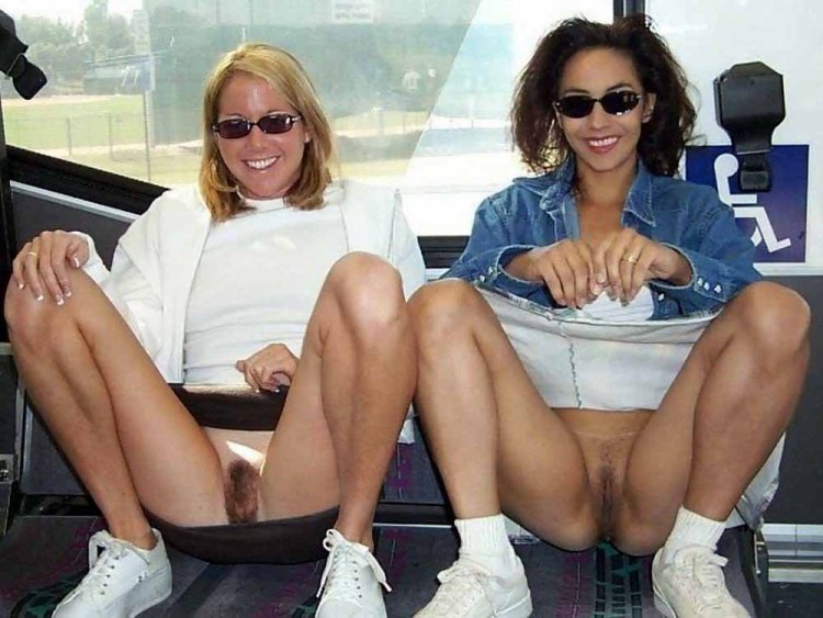 Hairy in a car without panties