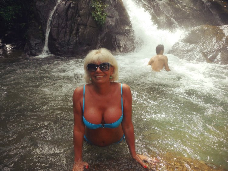 Mature grandmother’s neckline