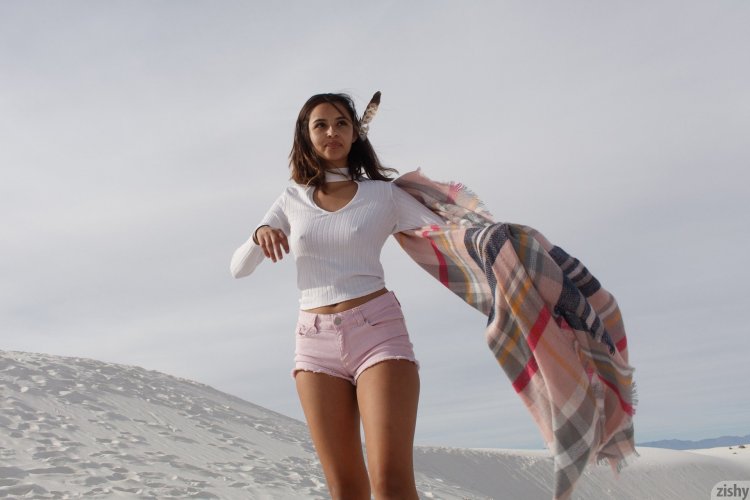 In a swimsuit in the snow twine