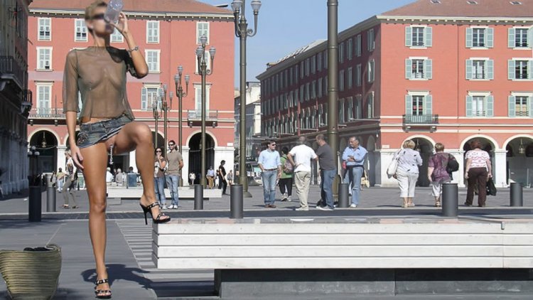 Girl without panties lit up for masturbation