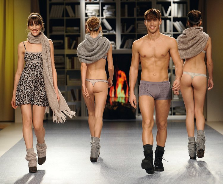 Naked men on the catwalk