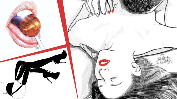 Erotic drawings with a pencil