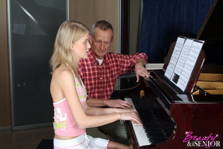 Young girls with old people