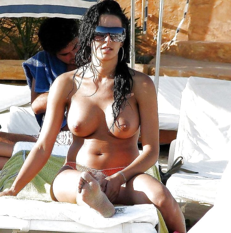 Big boobs beach deck chair