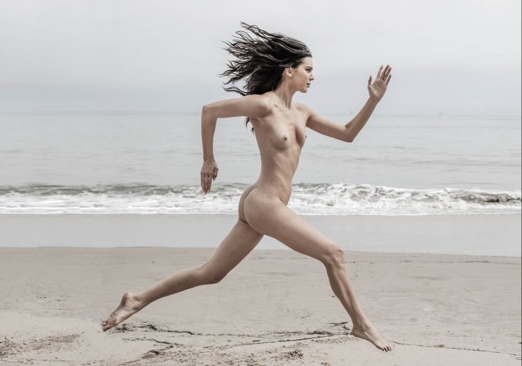 The woman runs naked