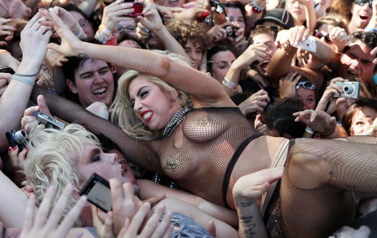 Naked boobs at rock concert