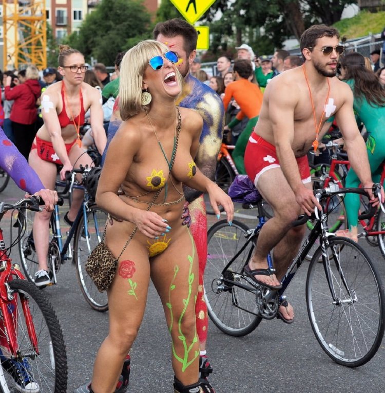 Old Women on Naked Bike Parade