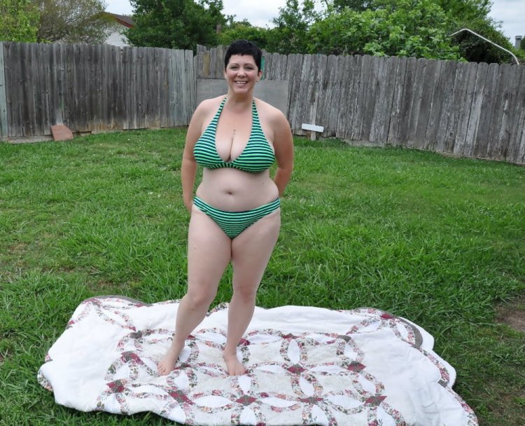 Fat women in swimsuits in the country