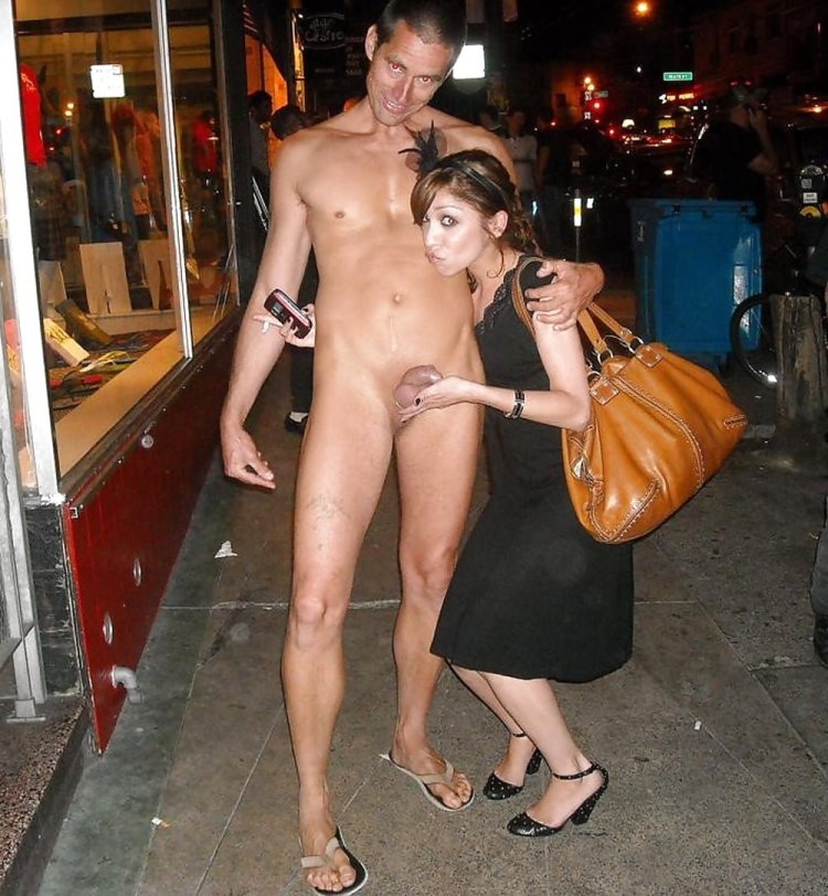 Naked man on the street publicly