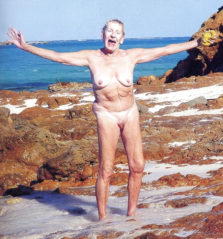 Naked old nudists on the beach