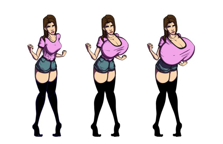 Transformation into huge breasts