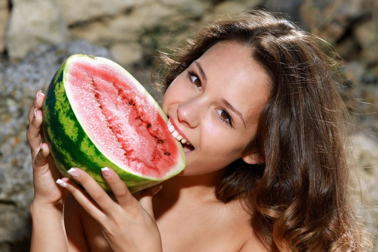 Harriet Keynes in a swimsuit