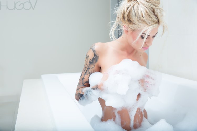 Beautiful girls in foam